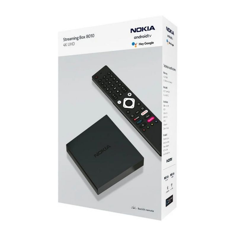 NOKIA STREAMING BOX 8010 4K UHD, ANDROID TV 11, DOLBY ATMOS, H265 10 BIT, USB C, 32GB, QUAD CORE