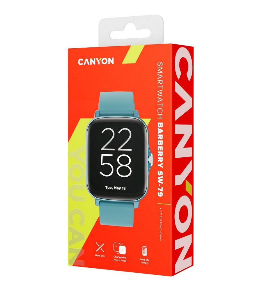 CANYON SW-79 BARBERRY SMART HODINKY, BLUETOOTH 1,7 IP67 MODRE CNS-SW79BL