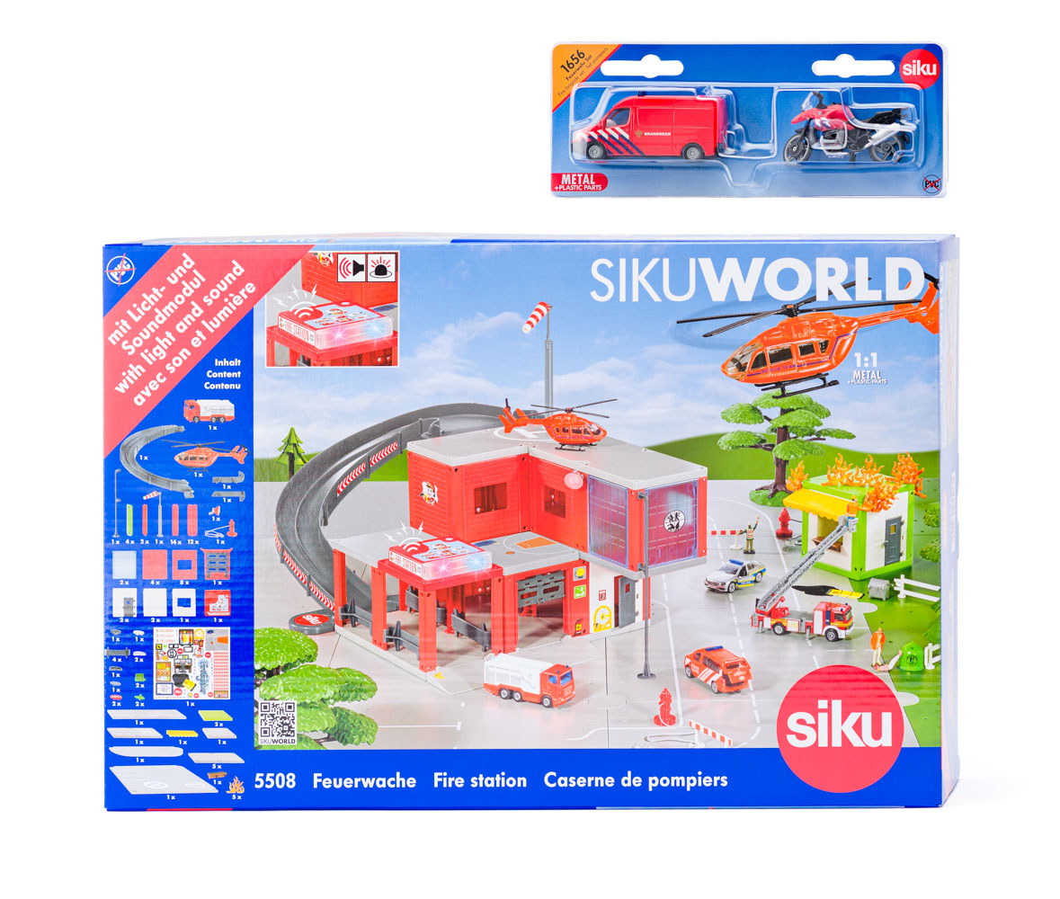SIKU SIKUWORLD - POZIARNA STANICA S HASICSKYM AUTOM /55081656/ posledný kus