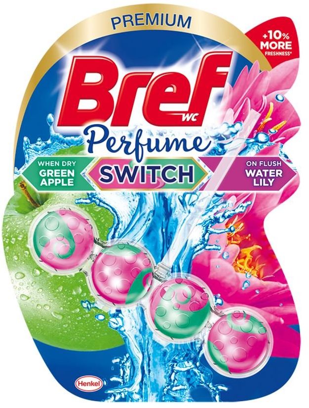 BREF WC BLOK BLUE AKTIV PERFUME SWITCH 50G FLORAL APPLE AND WATER posledný kus