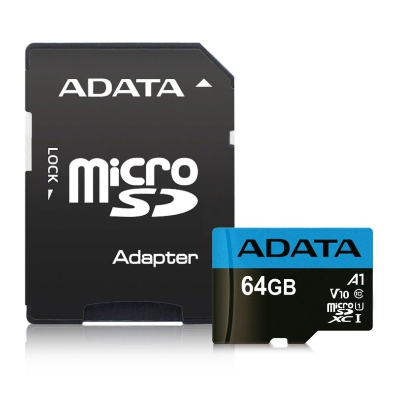 ADATA MICROSDXC 64GB UHS-I 100/25MB/S + ADAPTER, AUSDX64GUICL10A1-RA1