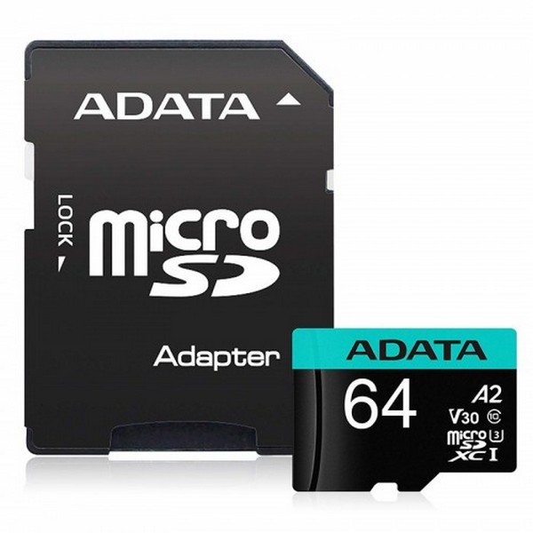 ADATA MICRO SDXC 64GB U3 V30S AZ 95MB/S + ADAPTER, AUSDX64GUI3V30SA2-RA1 posledný kus