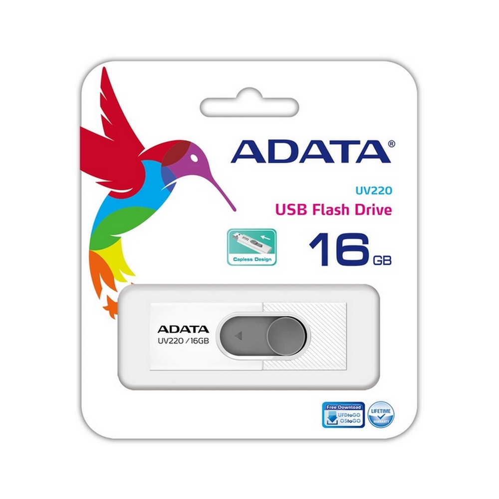 ADATA UV220 16GB WHITE/GRAY, AUV220-16G-RWHGY