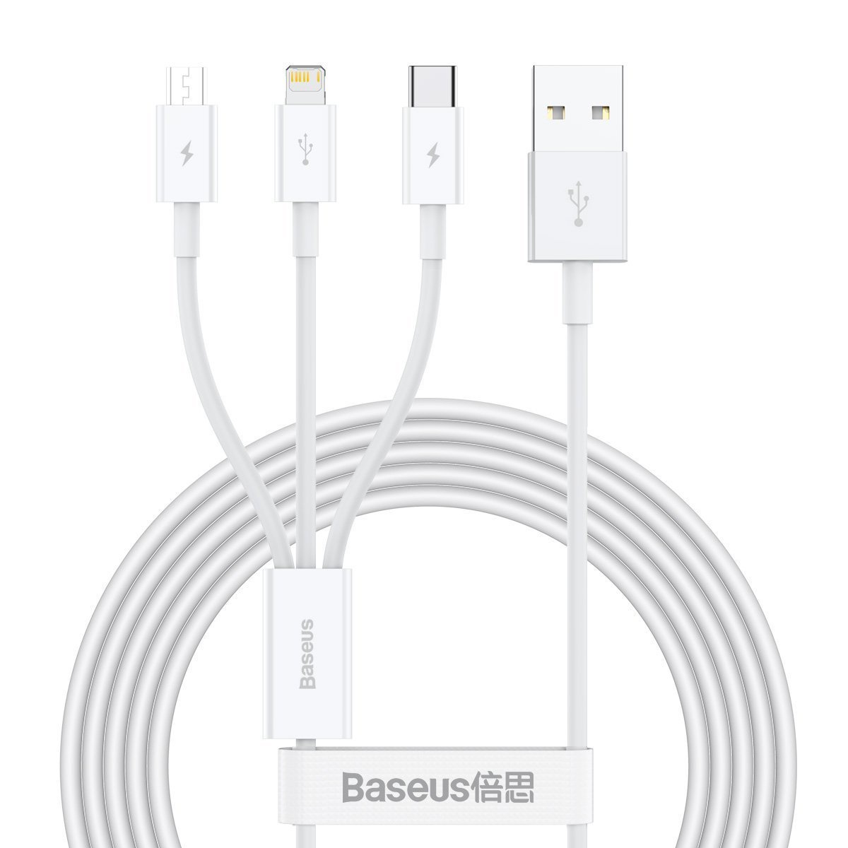 BASEUS CAMLTYS-02 SUPERIOR 3V1 CABEL USB-C, LIGHTNING, MICROUSB 1.5M WHITE