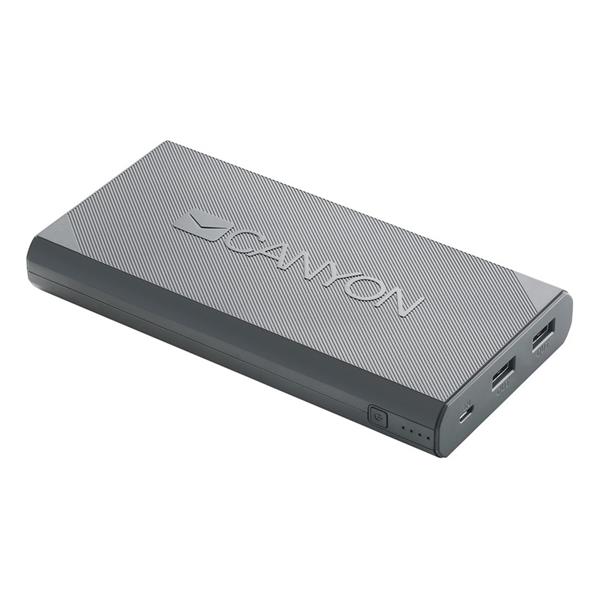 CANYON CNE-CPBF200DG POWERBANK, 20.000 MAH, 2X USB 5V/MAX 2.4A, PRE SMARTFONY A TABLETY, SEDA