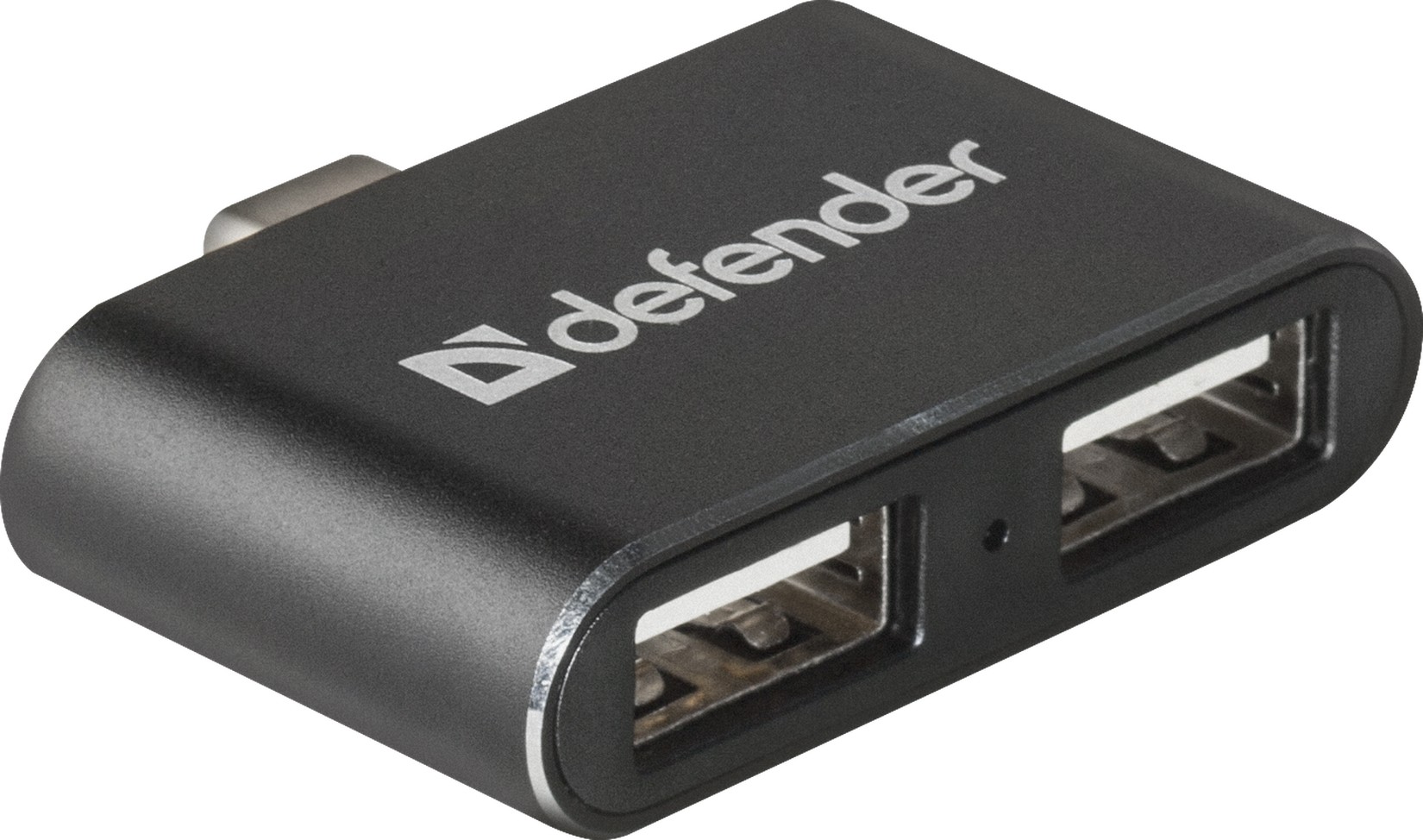 DEFENDER USB (2.0) HUB 2-PORT, QUADRO DUAL, CIERNO-SIVA, USB C M NA 2X USB A F