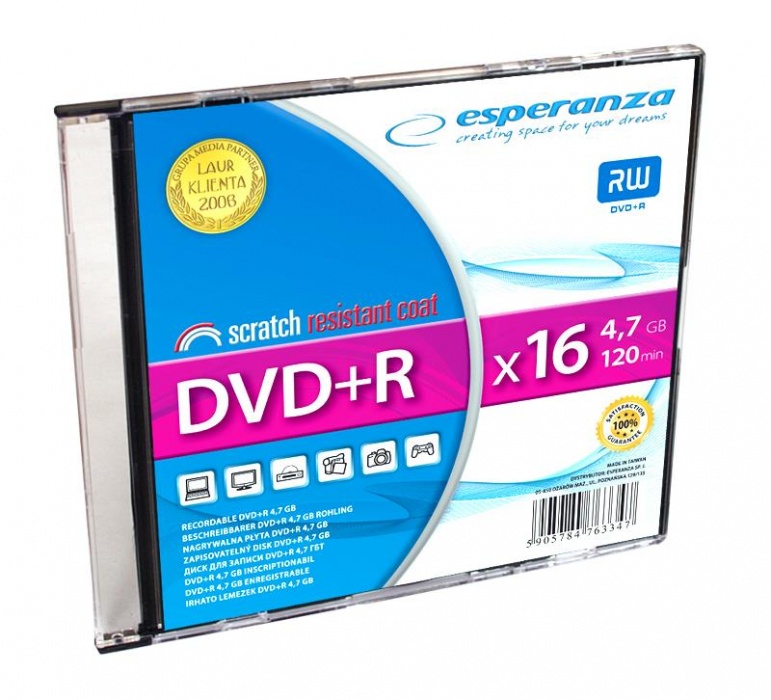 ESPERANZA DVD+R SLIM JEWEL CASE 1 4,7 GB 16X