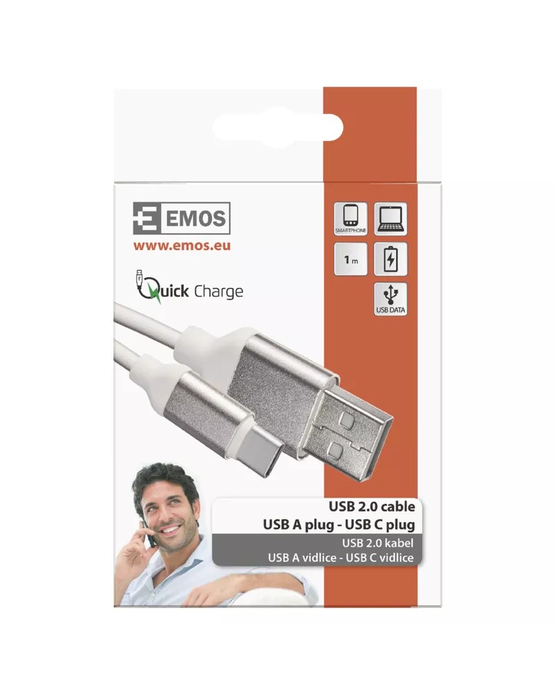EMOS SM7025W USB KABEL 2.0 A/M - C/M 1M BIELY