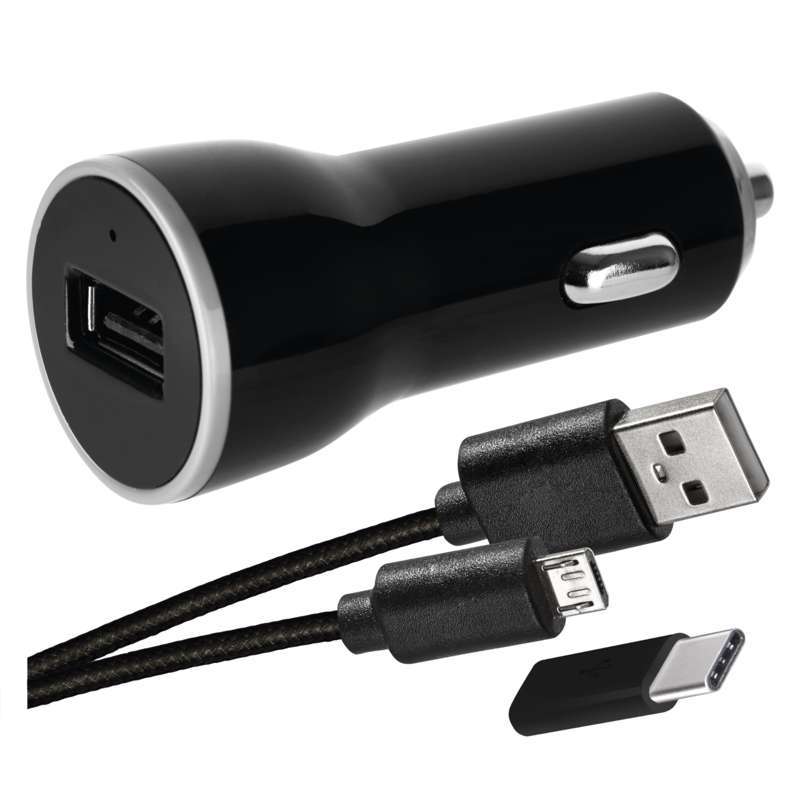 EMOS V0219 USB ADAPTER DO AUTA 2.1A + MICRO USB KABEL + REDUKCIA USB-C