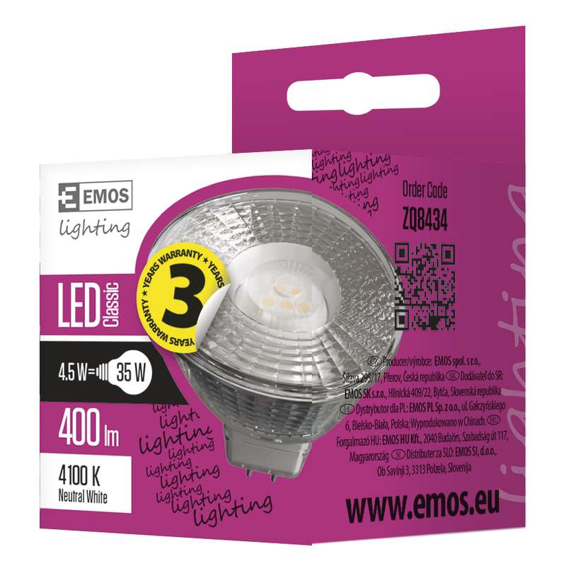 EMOS ZQ8434 LED CLASSIC MR16 4,5W GU5.3 NW