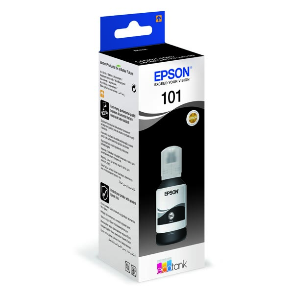 EPSON ORIGINAL INK C13T03V14A, 101, BLACK, 127ML, EPSON ECOTANK L6160,L6170,L6190,L4150,L4160 posledný kus
