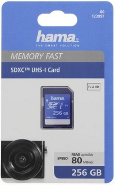 HAMA 123997 SDXC 256 GB CLASS 10, UHS-I 80 MB/S
