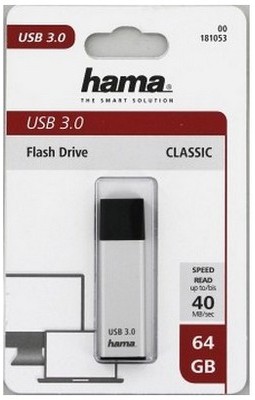 HAMA 181053 FLASHPEN CLASSIC, USB 3.0, 64 GB, 40 MB/S, STRIEBORNY
