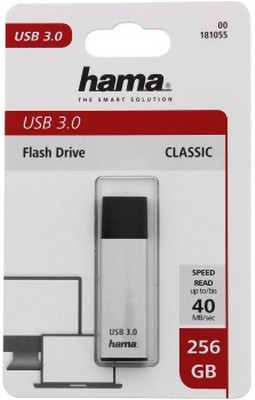 HAMA 181055 FLASHPEN CLASSIC, USB 3.0, 128 GB, 256 MB/S, STRIEBORNY