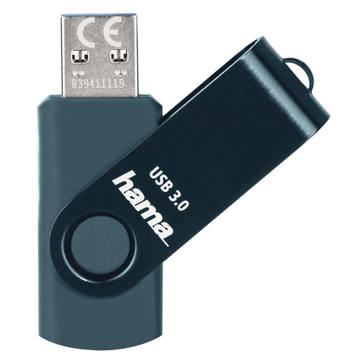 HAMA 182465 USB 3.0 FLASH DRIVE ROTATE,128 GB, 70 MB/S, PETROLEJOVA MODRA