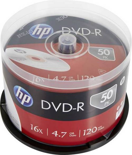 HP DVD-R, DME00025-3, 50-PACK, 4.7GB, 16X, 12CM, CAKE BOX, BEZ MOZNOSTI POTLACE, PRE ARCHIVACIA DAT
