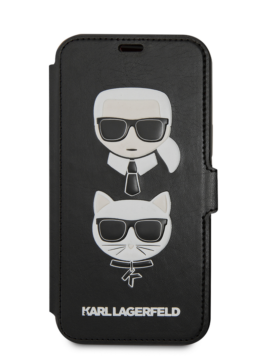KARL LAGERFELD KLFLBKSP12LFKICKC PRE IPHONE 12 PRO MAX 6.7 HEADS BOOK PUZDRO, BLACK