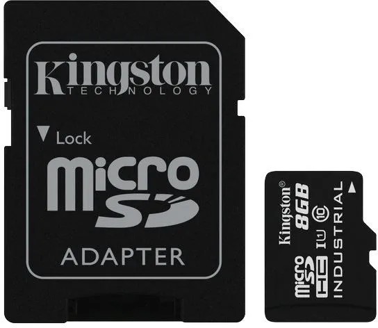 KINGSTON 8GB MICROSDHC UHS-I CLASS 10 INDUSTRIAL TEMP CARD+SD ADAPTER, SDCIT/8GB