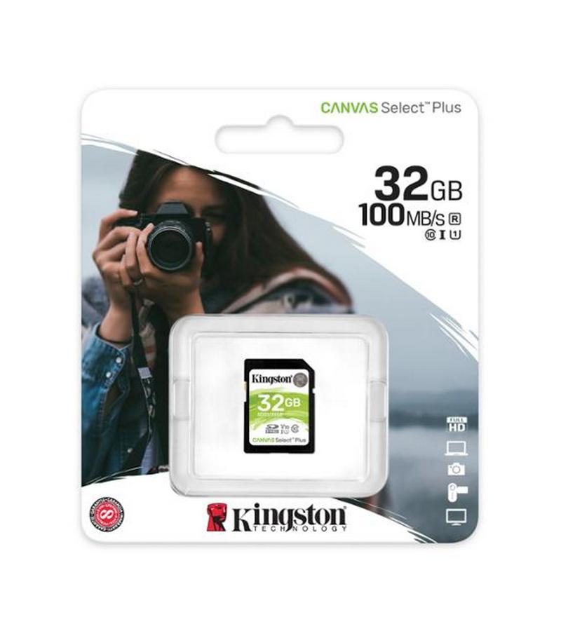 KINGSTON 32GB SDHC CANVAS SELECT PLUS U1 V10 CL10 100MB/S