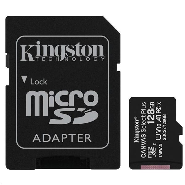 KINGSTON MICRO SDXC CANVAS 128GB UHS-I + ADAPTER, SDCS2/128GB