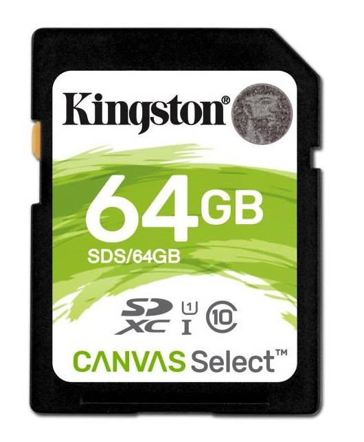 KINGSTON SD SDXC CANVAS SELECT 64GB CLASS10 UHS-I U1 SDS/64GB