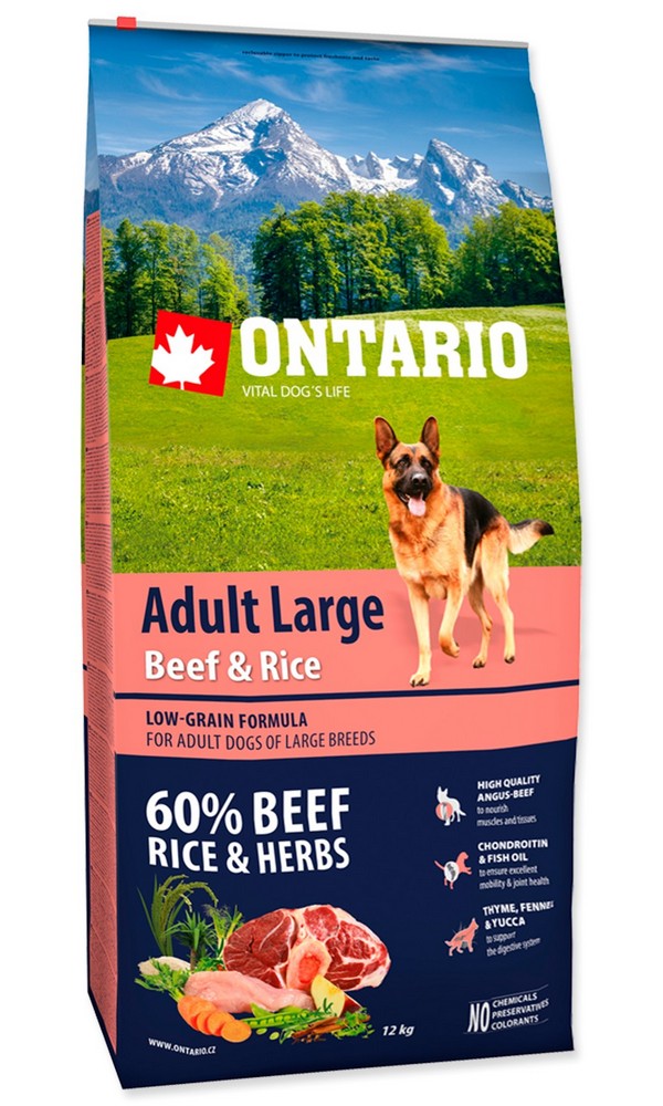 ONTARIO DOG ADULT LARGE BEEF AND RICE (12KG)
