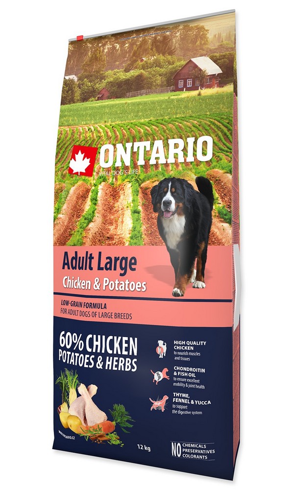ONTARIO DOG ADULT LARGE CHICKEN AND POTATOES AND HERBS (12KG) posledný kus