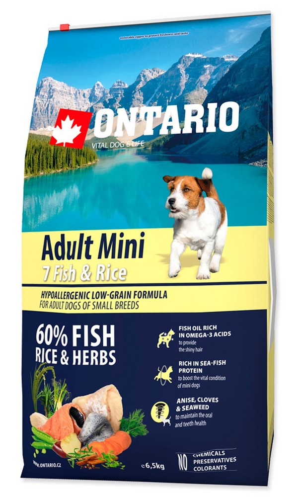 ONTARIO DOG ADULT MINI 7 FISH AND RICE (6,5KG) posledný kus
