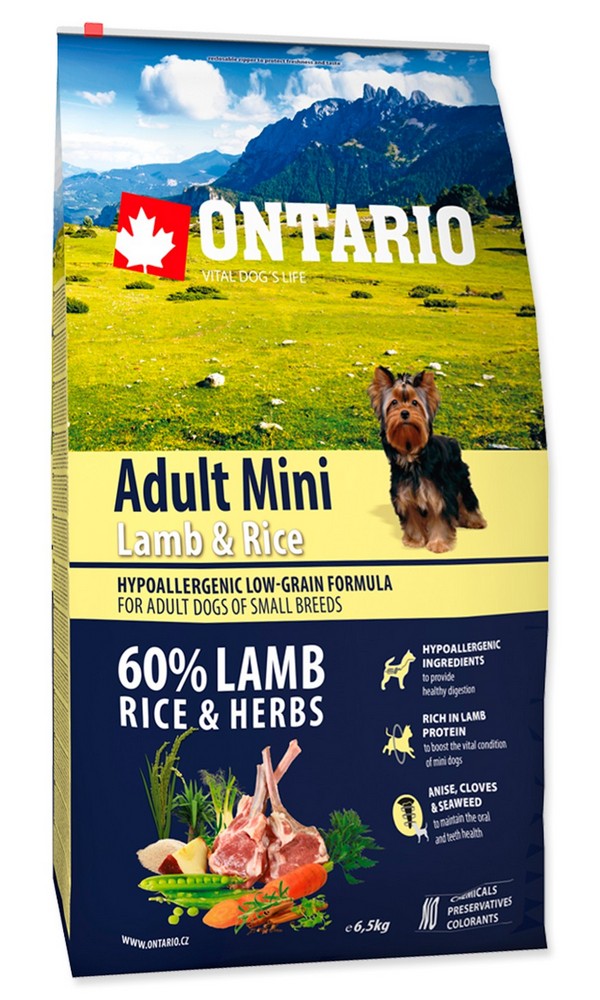ONTARIO DOG ADULT MINI LAMB AND RICE (6,5KG)