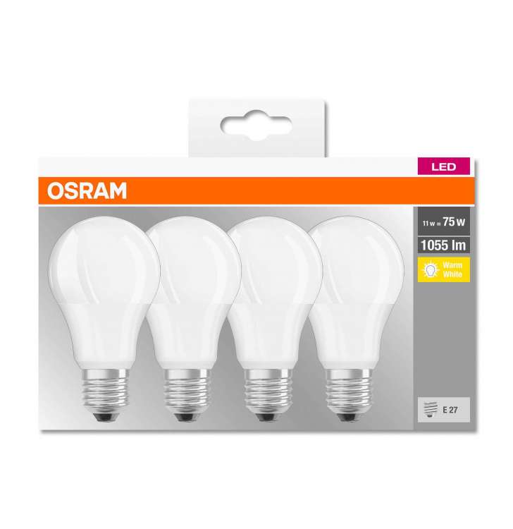 OSRAM LED BASE CL A FR 75 NON-DIM 11W/827 E27 4KS