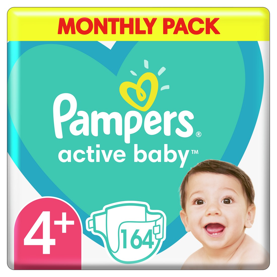 PAMPERS ACTIVE BABY S4+ 164KS, 10-15KG