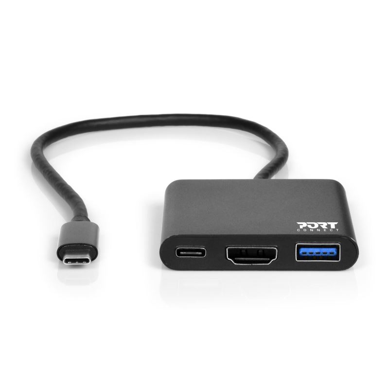 PORT CONNECT USB-C HUB, HDMI 1X 4K + USB-A + USB-C, CIERNY