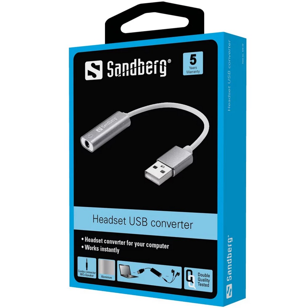 SANDBERG HEADSET USB CONVERTER, ADAPTER, 3,5MM JACK NA USB, 1,5M
