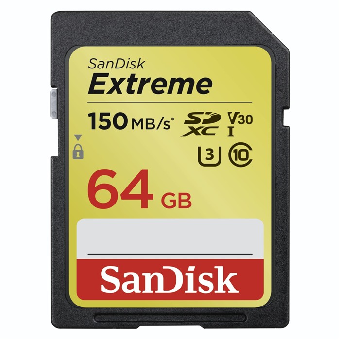 SANDISK EXTREME SDXC CARD 64 GB 150 MB/S C10 V30 UHS-I U3 - HAMA 183524