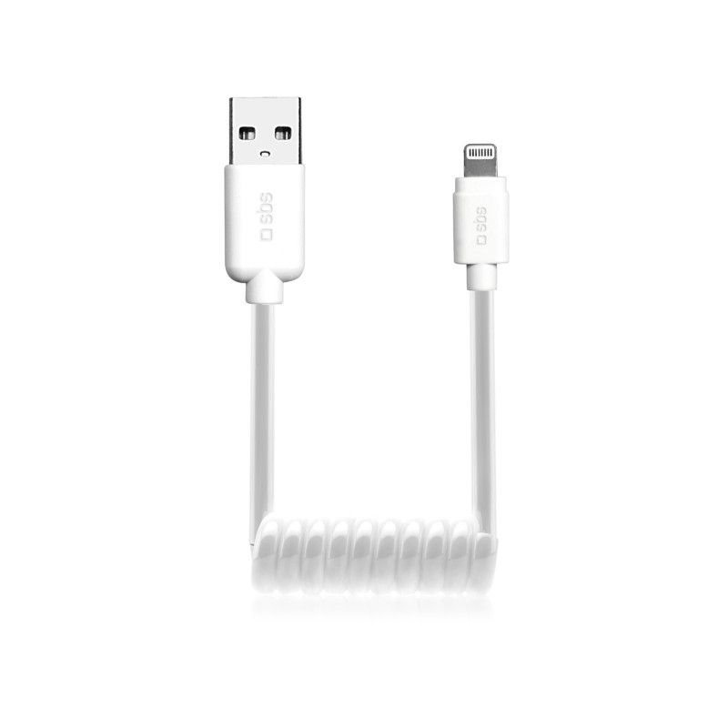 SBS DATA CABLE USB 2.0 TO APPLE LIGHTNING CONNECTOR, 0,5 M. SPRING CABLE, WHITE COLOR