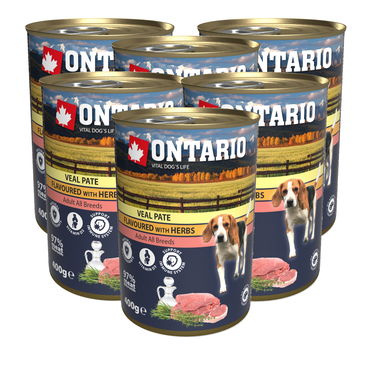ONTARIO KONZERVA DOG VEAL PATE FLAVOURED WITH HERBS, 6 X 400G