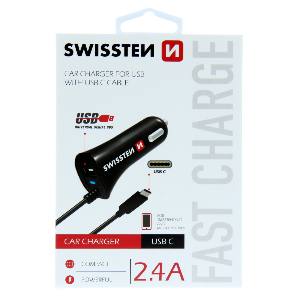 SWISSTEN CL AUTONABIJACKA USB - C A USB 2,4 POWER