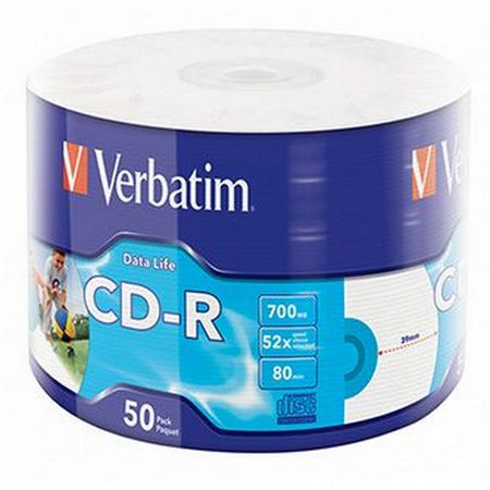 VERBATIM CD-R, 43794, INKJET PRINTABLE, 50-PACK, 700MB, 50X, 12CM, SPINDLE, PRE ARCHIVACIU DAT