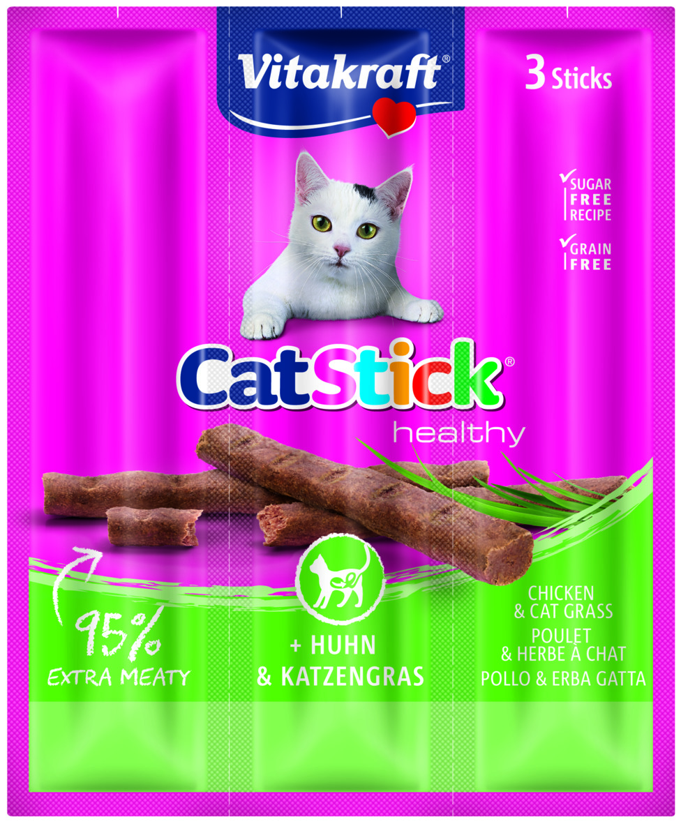 VITAKRAFT CAT STICK MINI KURA + TRAVA 3 KS, 18 G, 2431219